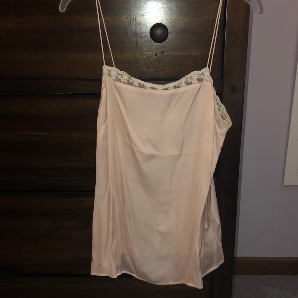 Silky cami with lace trim
